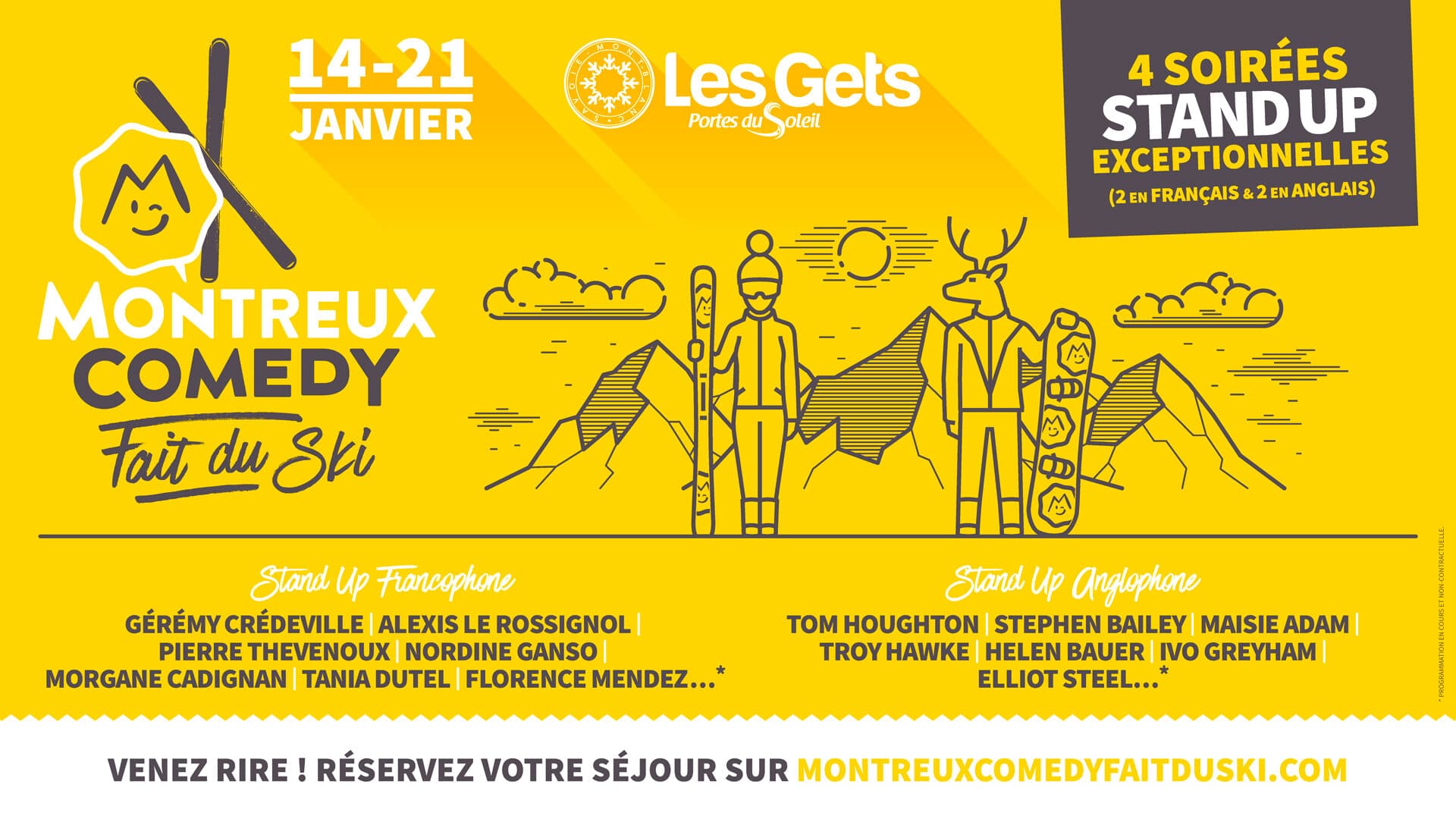 Montreux Comedy fait du ski OFFRE SÉJOUR du 14 au 21 janvier 2023