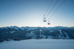 Mountain landscape in winter with ski lifts