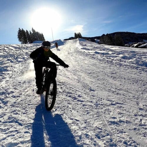 E-biking on snow.